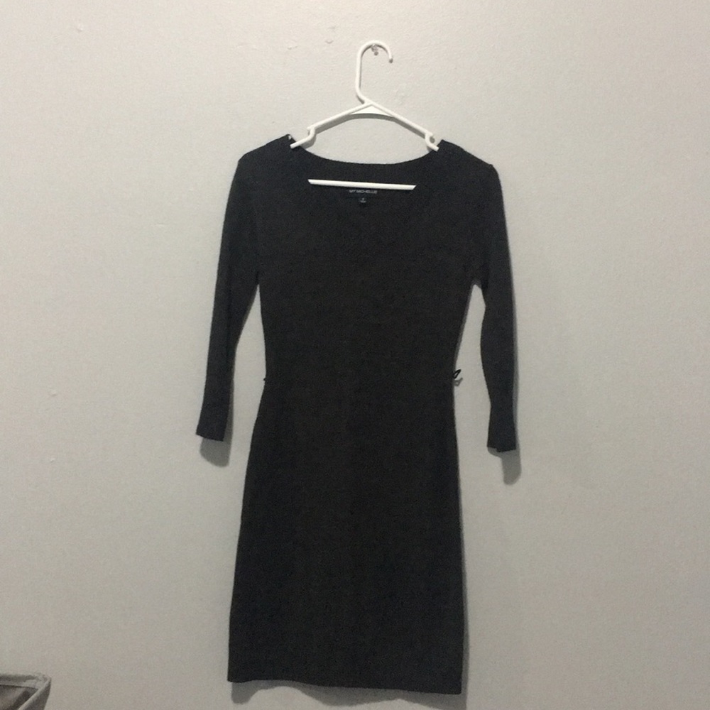 Long sleeve black knit dress